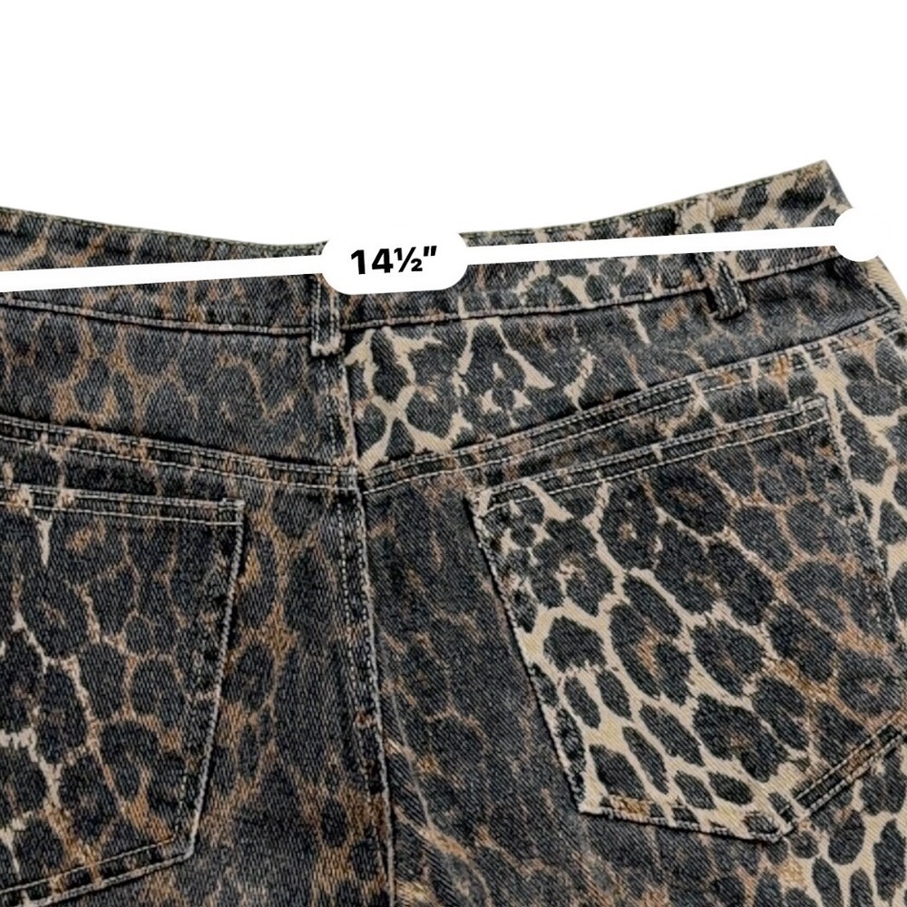 Edikted Leopard Print Wide Leg Jeans Women's S Brown Black Denim - Picture 8 of 14